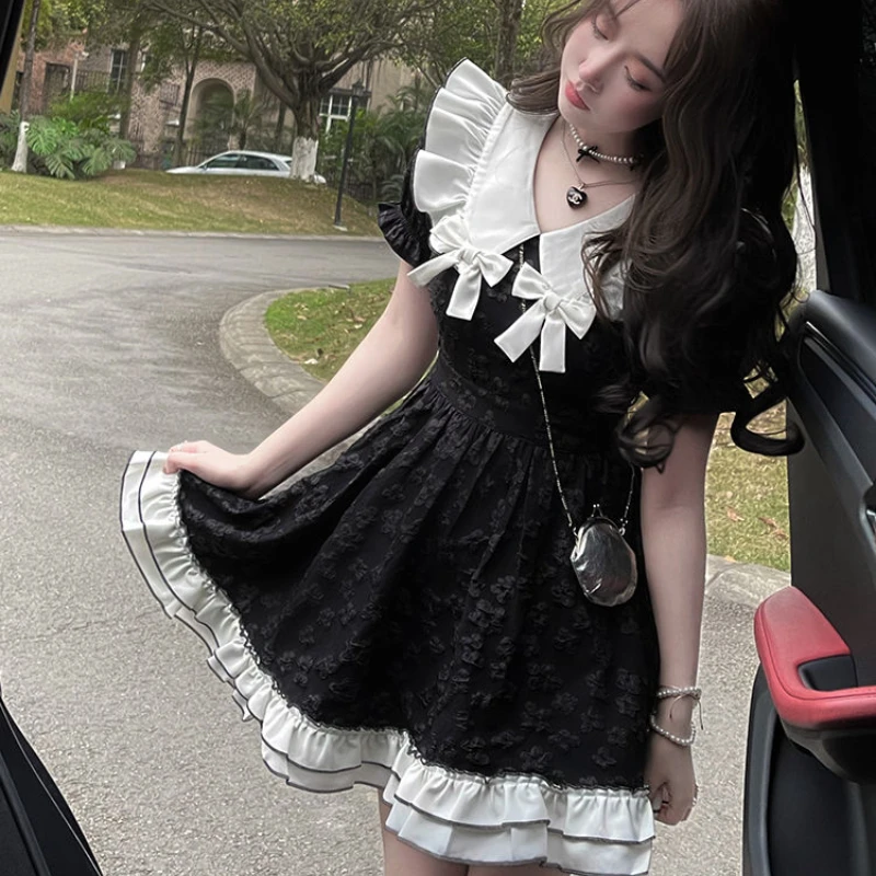 Elegant Korean Fashion Dress for Women Japanese Kawaii Sweet Mini Dress Y2k Preppy Style Bow 2024 New Spring Summer Dress
Elegant Korean Fashion Dress for Women Japanese Kawaii Sweet Mini Dress Y2k Preppy Style Bow 2024 New Spring Summer Dress