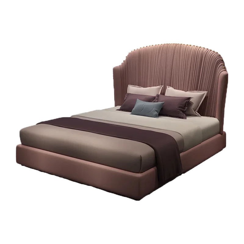 Simple pink princess, pleated, solid wood velvet fabric bed
Simple pink princess, pleated, solid wood velvet fabric bed