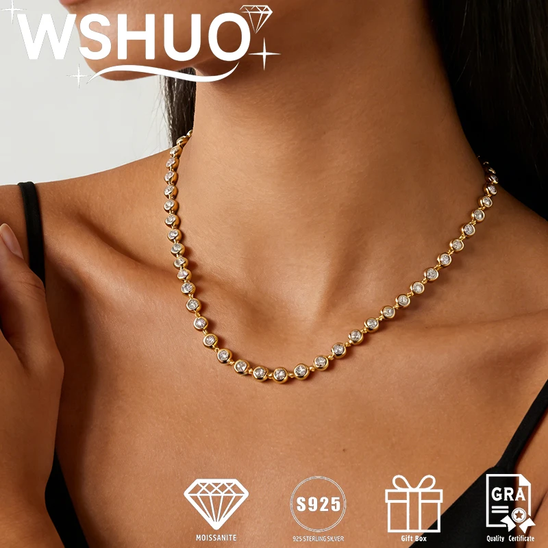 3mm Full Moissanite Tennis Necklace for Women 925 Silver D Color Diamond Round Bubble Necklace Party Fine Jewelry GRA Certified
3mm Full Moissanite Tennis Necklace for Women 925 Silver D Color Diamond Round Bubble Necklace Party Fine Jewelry GRA Certified
