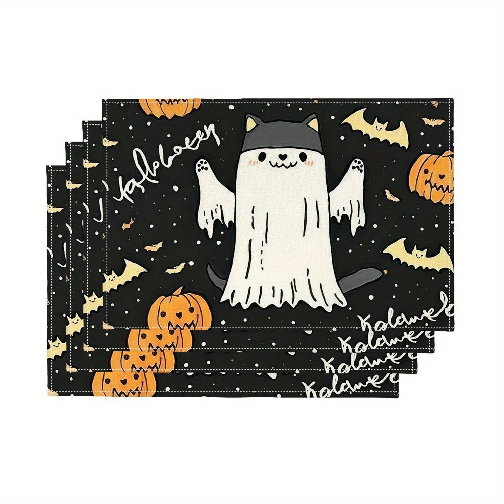 4pcs Spooky Japanese Anime-Inspired Cat Totoro-like Placemats Set Cute Kawaii Kitchen Table Decor with Bats, Pumpkins
4pcs Spooky Japanese Anime-Inspired Cat Totoro-like Placemats Set Cute Kawaii Kitchen Table Decor with Bats, Pumpkins