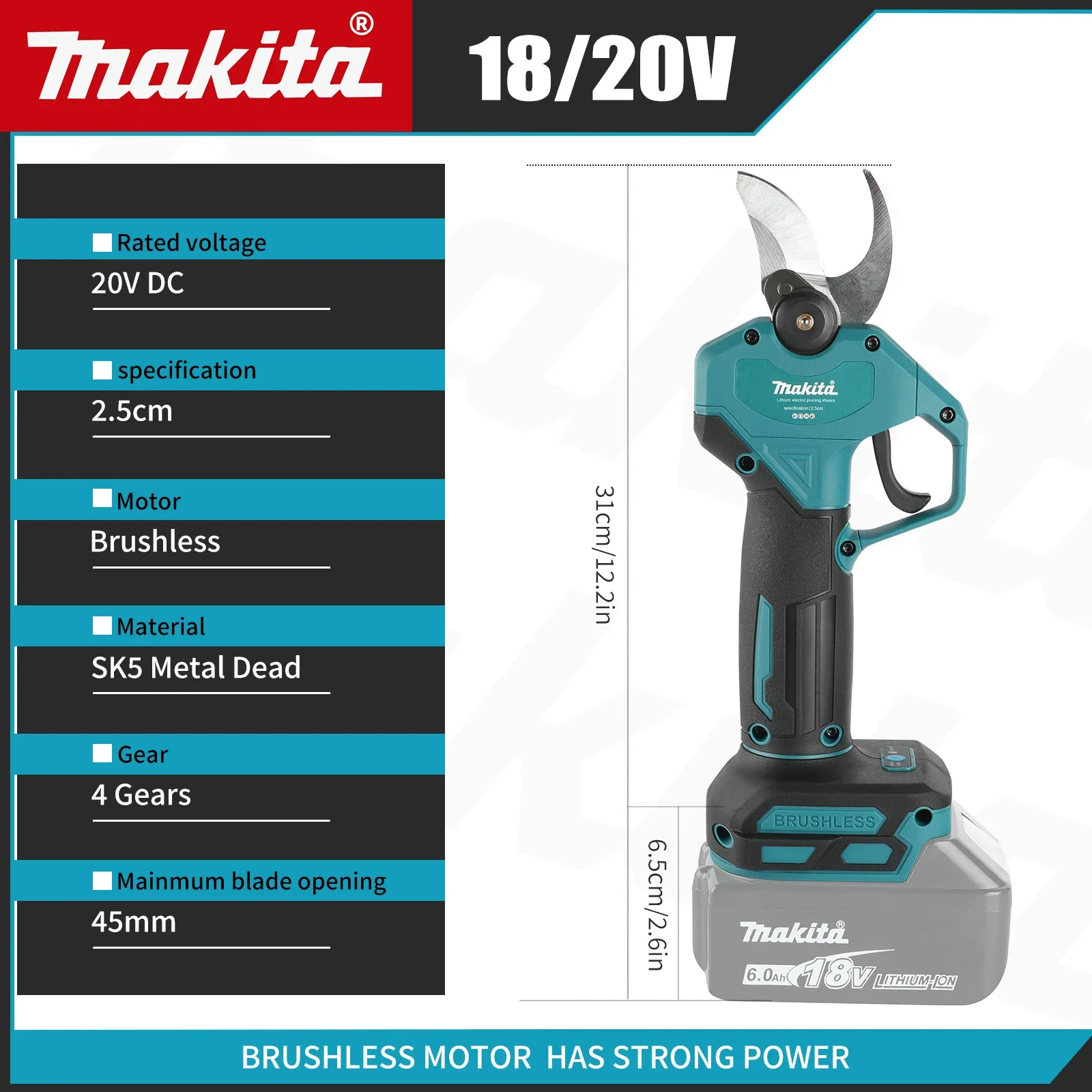 Makita Brushless Electric Scissors 18V Cordless Pruning Shears Multifunctional Fruit Tree Branche Cutter Garden Tool New
Makita Brushless Electric Scissors 18V Cordless Pruning Shears Multifunctional Fruit Tree Branche Cutter Garden Tool New