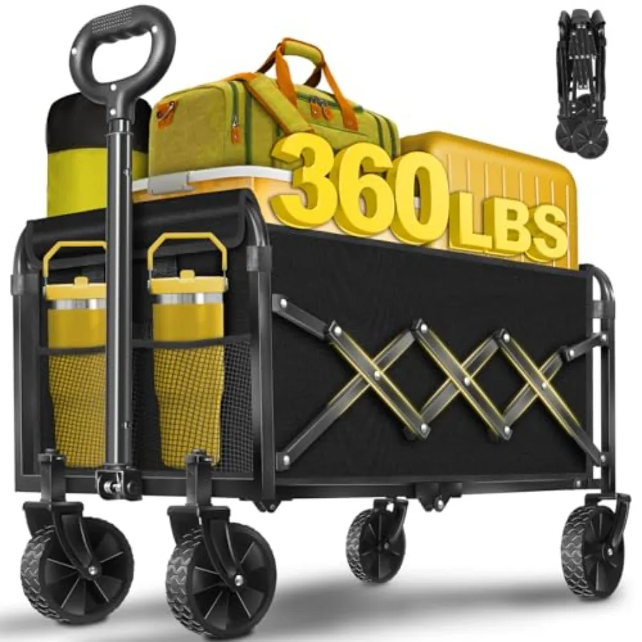 Wagons Cart Foldable, 360LBS Collapsible Wagon Cart with Wheels, Portable All Terrain Folding Utility Grocery Wagon for Shoppin
Wagons Cart Foldable, 360LBS Collapsible Wagon Cart with Wheels, Portable All Terrain Folding Utility Grocery Wagon for Shoppin
