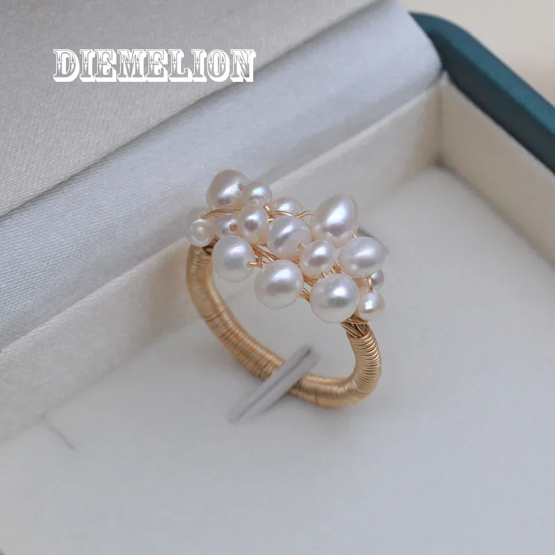 Handmade Gold/Silver Color Wire Wrapped Natural Freshwater Pearl Rings White Multi Beads Pearl Ring for Woman Fashion Jewelry
Handmade Gold/Silver Color Wire Wrapped Natural Freshwater Pearl Rings White Multi Beads Pearl Ring for Woman Fashion Jewelry