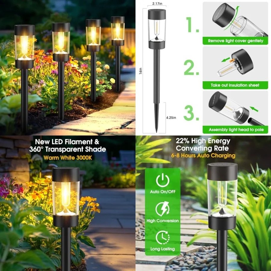 Solar Lights Outdoor, 12 Pack Waterproof Solar Landscape Lighting for Pathway Garden Yard Path Walkway Driveway Lawn Patio Outs
Solar Lights Outdoor, 12 Pack Waterproof Solar Landscape Lighting for Pathway Garden Yard Path Walkway Driveway Lawn Patio Outs