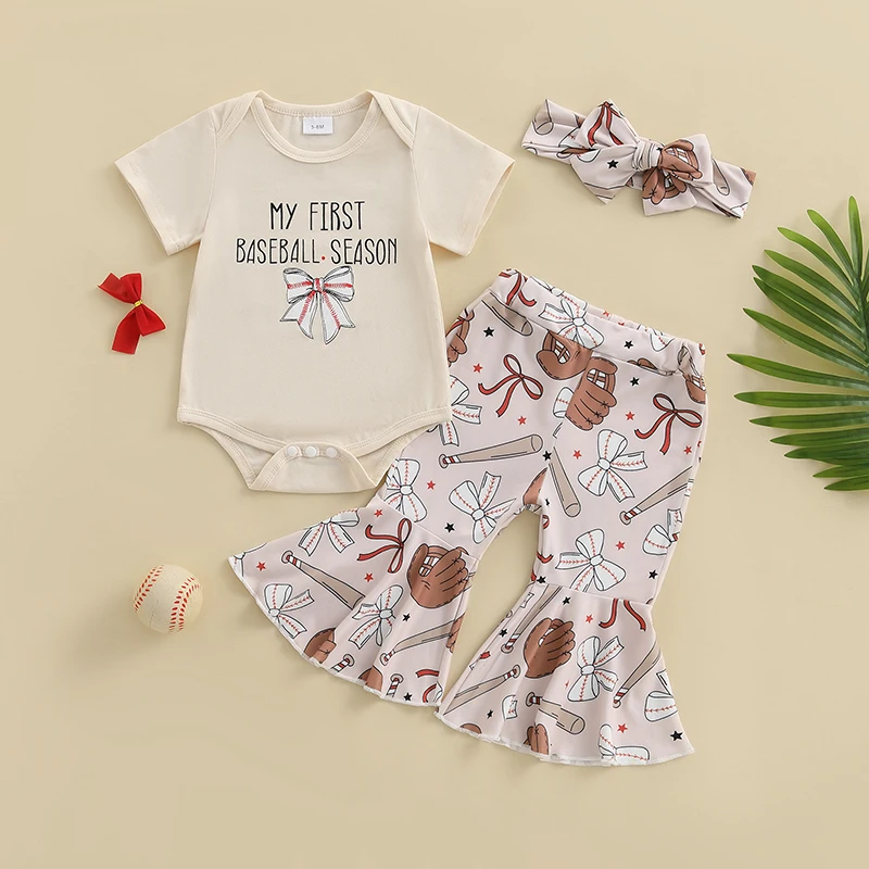 Suefunskry Baby Girl Baseball Outfit Letter Short Sleeve Romper Bow Flare Pants Headband 3 Piece Set Summer Clothes
Suefunskry Baby Girl Baseball Outfit Letter Short Sleeve Romper Bow Flare Pants Headband 3 Piece Set Summer Clothes