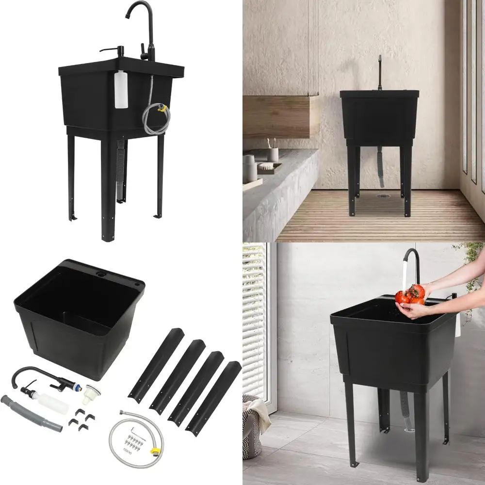 Portable Plastic Laundry Sink with Washboard, Utility Tub Basin, 360° Rotatable Faucet for Wash Bowl
Portable Plastic Laundry Sink with Washboard, Utility Tub Basin, 360° Rotatable Faucet for Wash Bowl