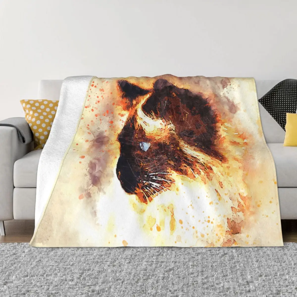 Animal Arts Blanket Flannel Decoration Cat Painting Siamese Portable Home Bedspread
Animal Arts Blanket Flannel Decoration Cat Painting Siamese Portable Home Bedspread