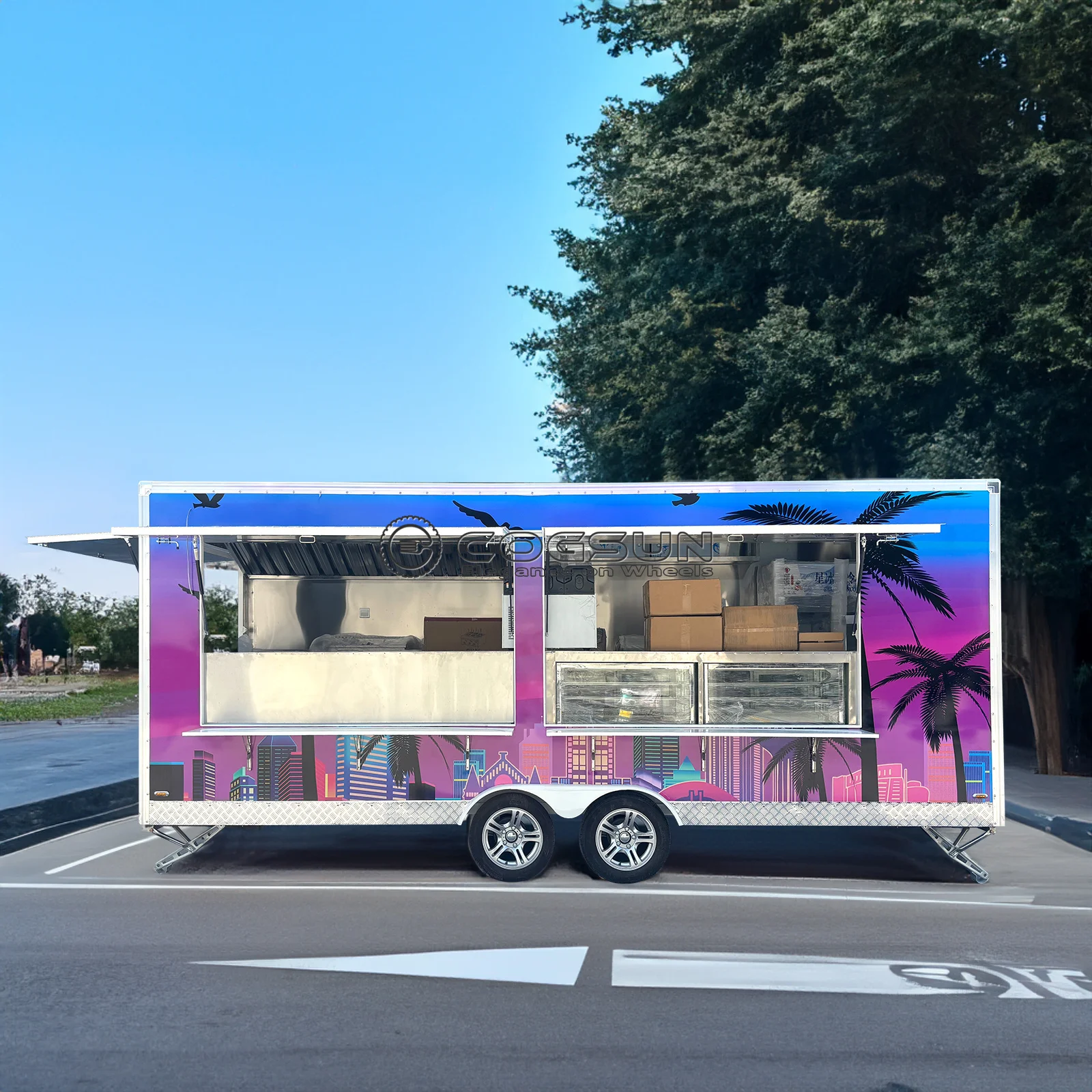 Полностью оборудованный мини-грузовик для еды для тако и гамбургеров, американский стандартный концессионный прицеп
Полностью оборудованный мини-грузовик для еды для тако и гамбургеров, американский стандартный концессионный прицеп