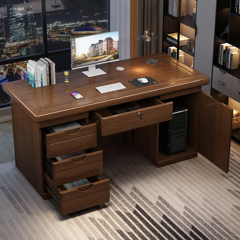 Desktop Computer Desk Set Simple Home Bedroom Writing Desk Office Staff Finance Workstation with Lockable Office Furniture