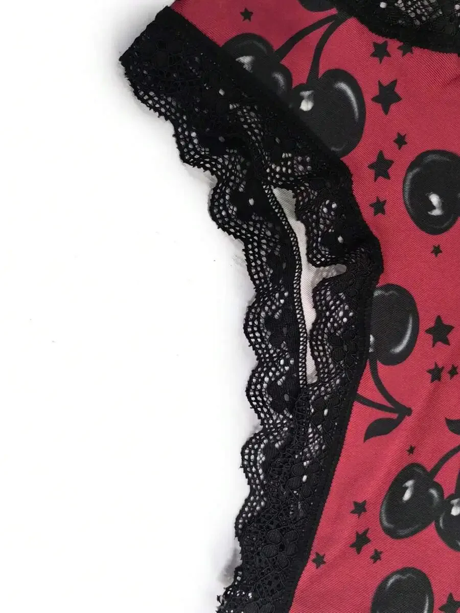 3pcs Cherry Print Lace Patchwork Womens Briefs
3pcs Cherry Print Lace Patchwork Womens Briefs