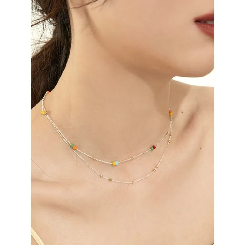 Necklace Women's 2026 New Rainbow Sweet Bean Blogger Round Beads Small Doudou Clavicle Chain Stacked Wearing Tide
Necklace Women's 2026 New Rainbow Sweet Bean Blogger Round Beads Small Doudou Clavicle Chain Stacked Wearing Tide
