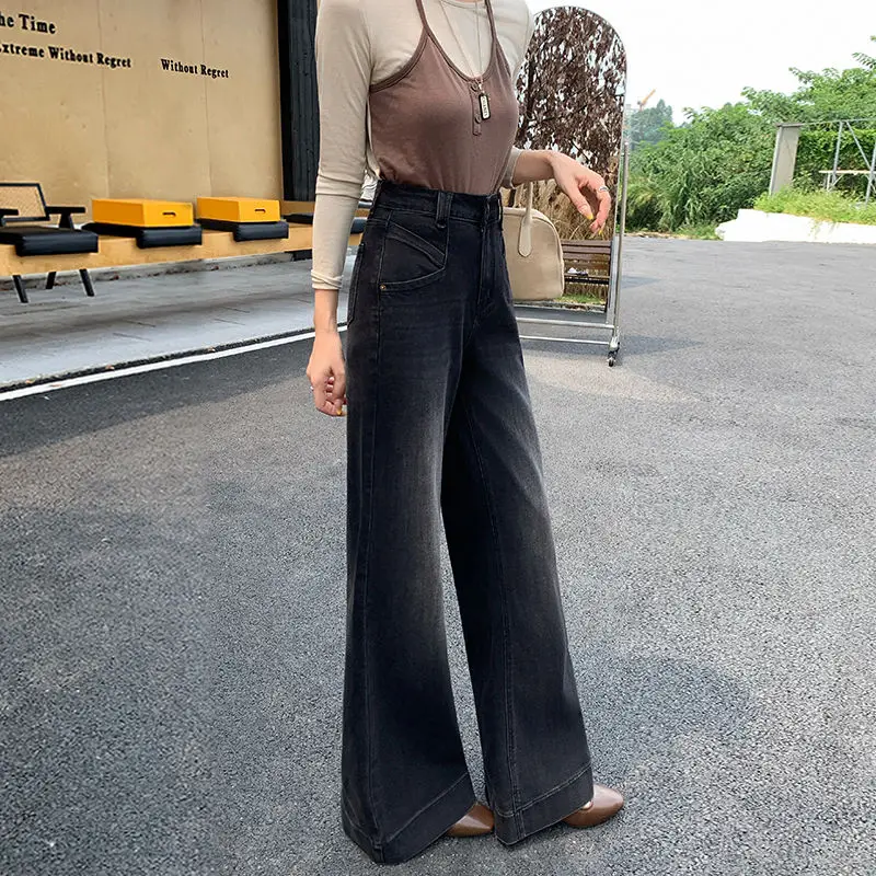 Черно-серые широкие джинсы, женские свободные расклешенные брюки, осень 2023, новый стиль, утягивающий дизайн, брюки длиной до пола с высокой талией
Черно-серые широкие джинсы, женские свободные расклешенные брюки, осень 2023, новый стиль, утягивающий дизайн, брюки длиной до пола с высокой талией