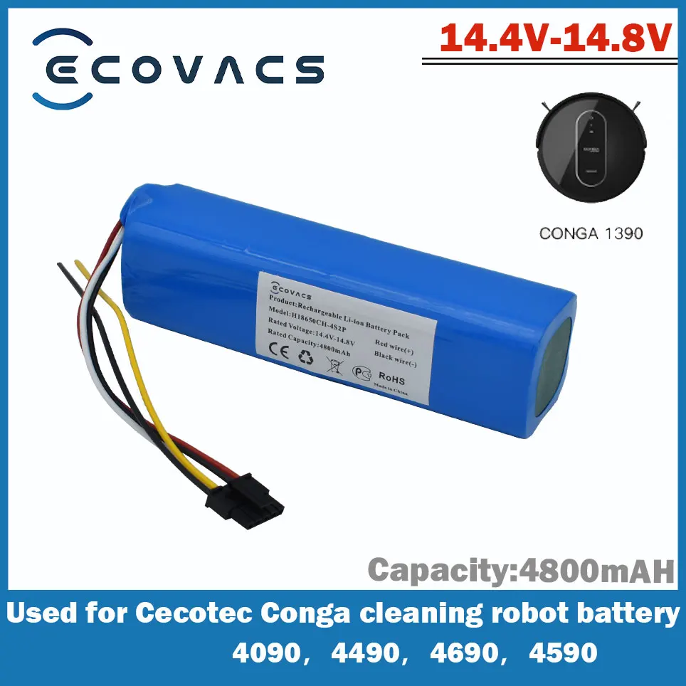 ECOVACS batterie pour aspirateur Robot Cecotec Conga 14.8 5200, 6800mAh/9800mAh/MH1-4S2P-300S mAh, INR18650
ECOVACS batterie pour aspirateur Robot Cecotec Conga 14.8 5200, 6800mAh/9800mAh/MH1-4S2P-300S mAh, INR18650
