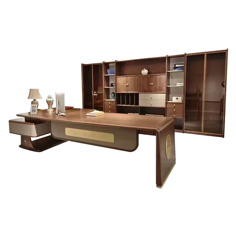 Light luxury modern solid wood desk bookcase combination, chairperson and president Taipan desk
Light luxury modern solid wood desk bookcase combination, chairperson and president Taipan desk