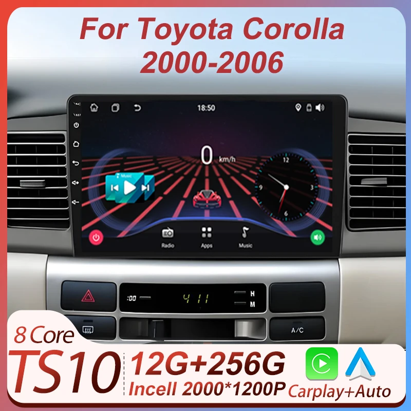 Stereo Head Unit Android For Toyota Corolla E130 E120 2000-2006 GPS Navigation Intelligent System Carplay 8 Core RDS 5G BT
Stereo Head Unit Android For Toyota Corolla E130 E120 2000-2006 GPS Navigation Intelligent System Carplay 8 Core RDS 5G BT