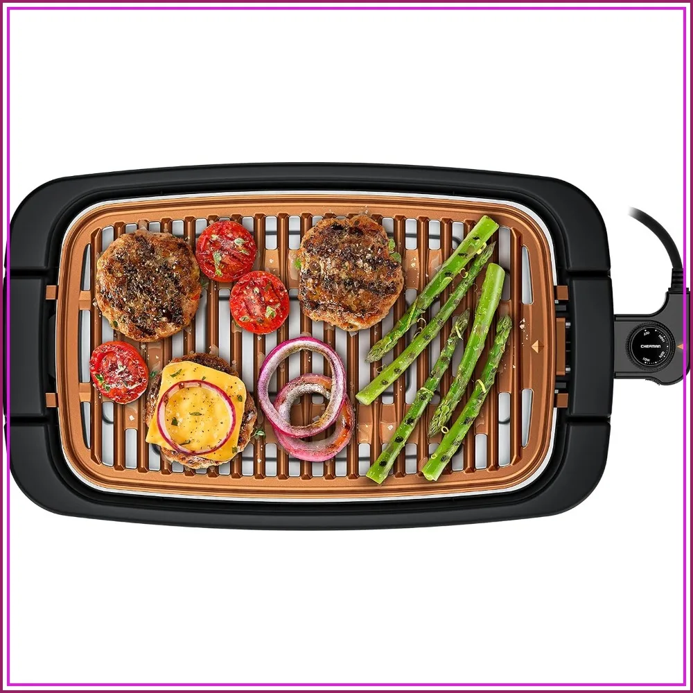 Smokeless Indoor Electric Grill, Extra Large Nonstick Table Top BBQ with Adjustable Temperature Control, 9x15 inch, Dishwasher-Safe Parts
Smokeless Indoor Electric Grill, Extra Large Nonstick Table Top BBQ with Adjustable Temperature Control, 9x15 inch, Dishwasher-Safe Parts