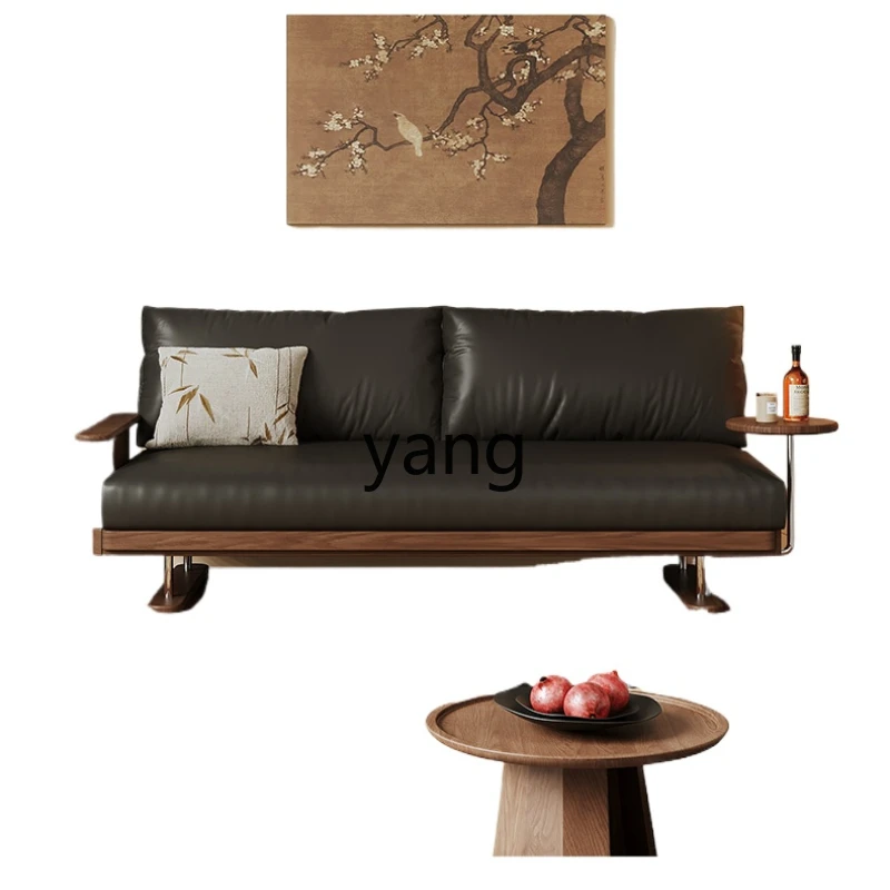LMMliving room small apartment retro style black solid wood double straight row sofa with coffee table
LMMliving room small apartment retro style black solid wood double straight row sofa with coffee table
