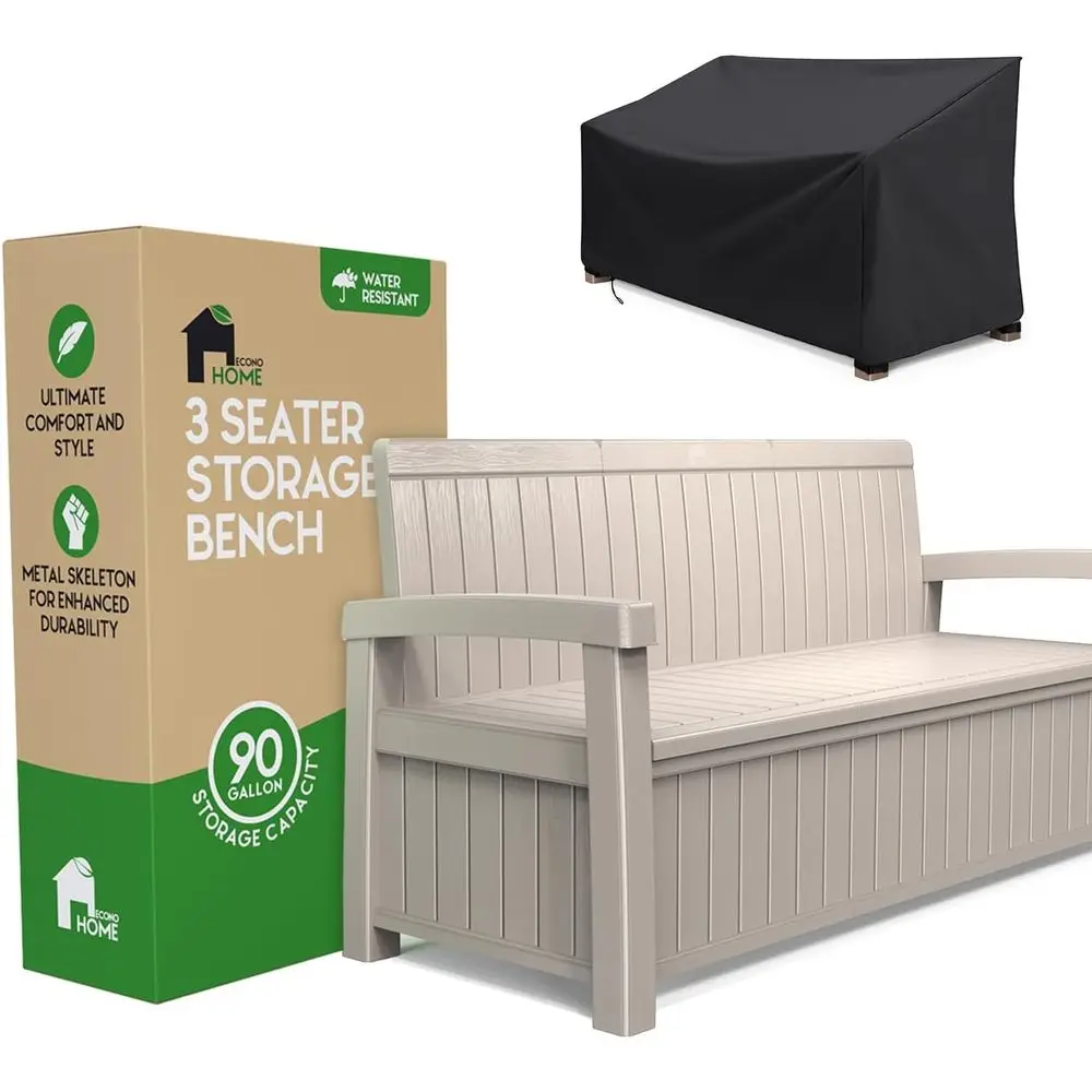 3-Seat Outdoor Storage Bench with 90 Gallon Capacity - Weatherproof Resin for Patio, Garden, and Poolside Use
3-Seat Outdoor Storage Bench with 90 Gallon Capacity - Weatherproof Resin for Patio, Garden, and Poolside Use