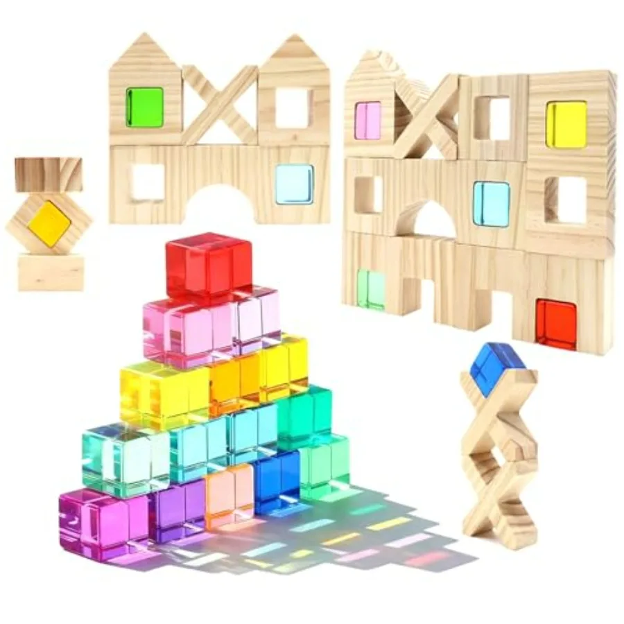 Wooden Building Blocks Set for,PCS Rainbow Acrylic Gem Cubes Stacking Blocks, Montessori Stacking Toy for Toddlers Educational
Wooden Building Blocks Set for,PCS Rainbow Acrylic Gem Cubes Stacking Blocks, Montessori Stacking Toy for Toddlers Educational