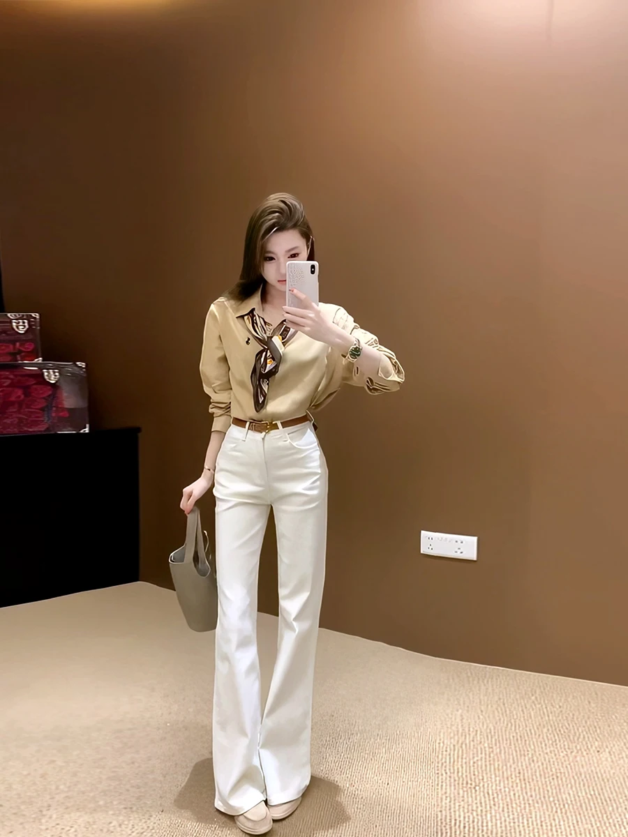Retro Hong Kong Sle Faion Set High Waist Slimming White Pants Women's irt Spring New Hot S Ele Money Sle
Retro Hong Kong Sle Faion Set High Waist Slimming White Pants Women's irt Spring New Hot S Ele Money Sle