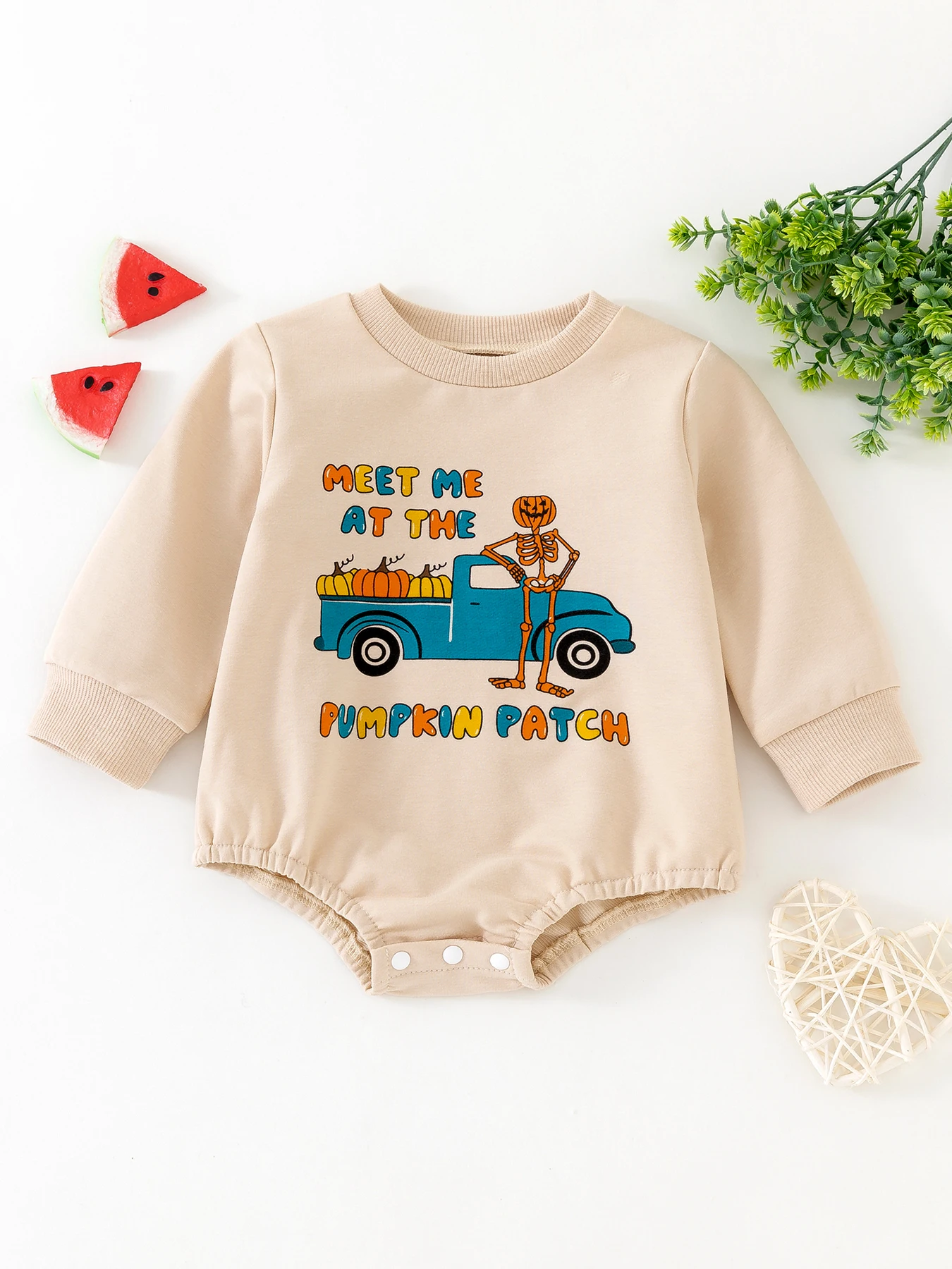 Infant Boy's Long Sleeve round Neck Romper Suit Halloween Skeleton Pattern Baby Outfit
Infant Boy's Long Sleeve round Neck Romper Suit Halloween Skeleton Pattern Baby Outfit