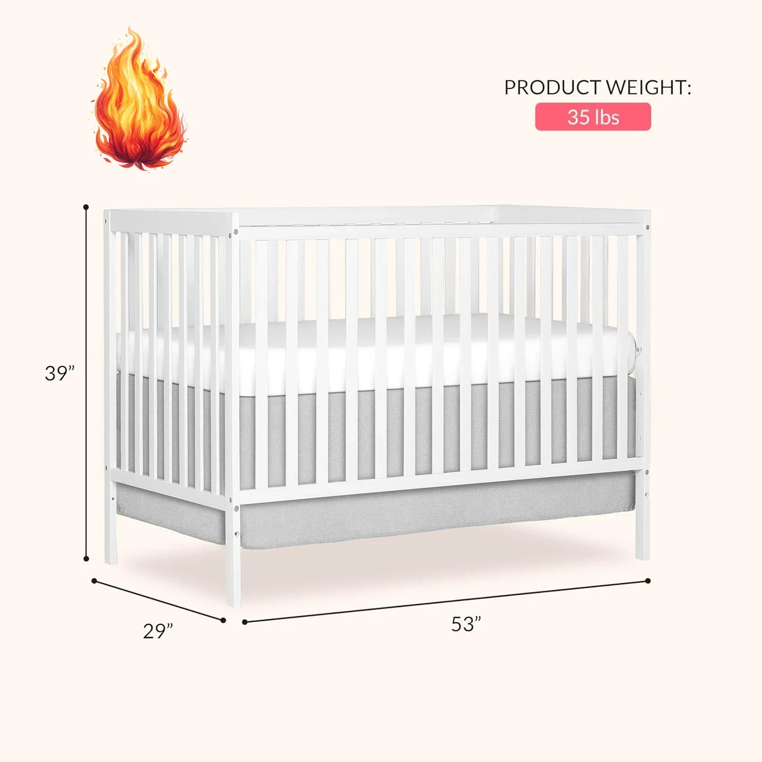 Synergy 5-in-1 Convertible Full-Size Baby Crib with Toddler, Day & Full Bed Conversion in White, GreenGuard Gold & JPMA
Synergy 5-in-1 Convertible Full-Size Baby Crib with Toddler, Day & Full Bed Conversion in White, GreenGuard Gold & JPMA