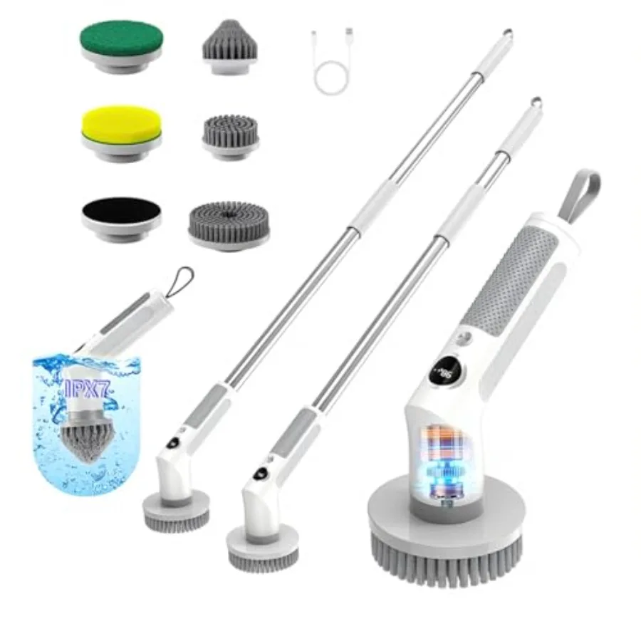 Electric Spin Scrubber, Cordless 20W High-Torque Cleaning Brush Bathroom Scrubber, IPX7 Waterproof Electric Scrubber with 6 Bru
Electric Spin Scrubber, Cordless 20W High-Torque Cleaning Brush Bathroom Scrubber, IPX7 Waterproof Electric Scrubber with 6 Bru