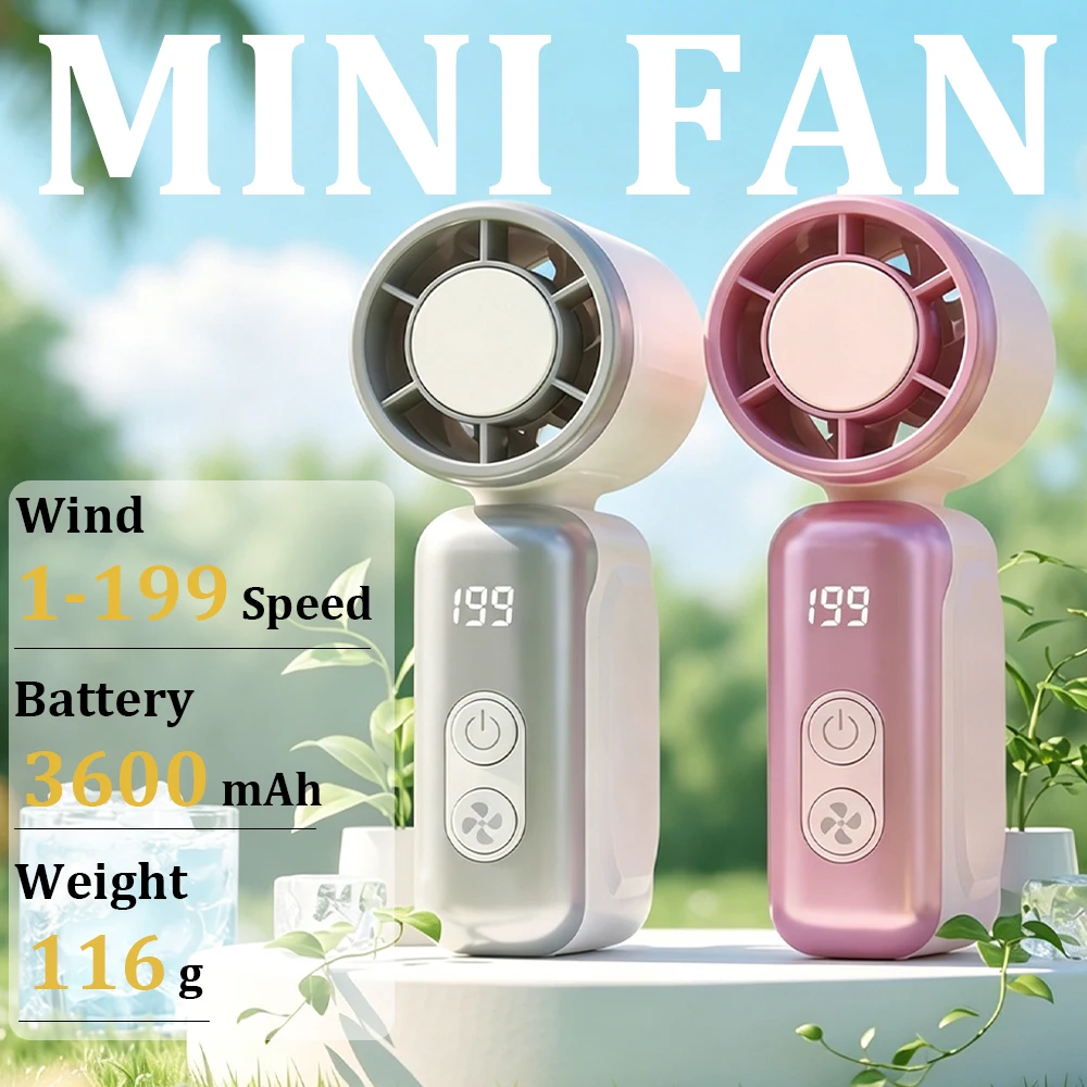 Mini High Speed Handheld Fan 3600mAh LED Display Portable Mini Handheld Turbo Fan, Desk Fan, Outdoor Cooling, Rechargeable Fan
Mini High Speed Handheld Fan 3600mAh LED Display Portable Mini Handheld Turbo Fan, Desk Fan, Outdoor Cooling, Rechargeable Fan