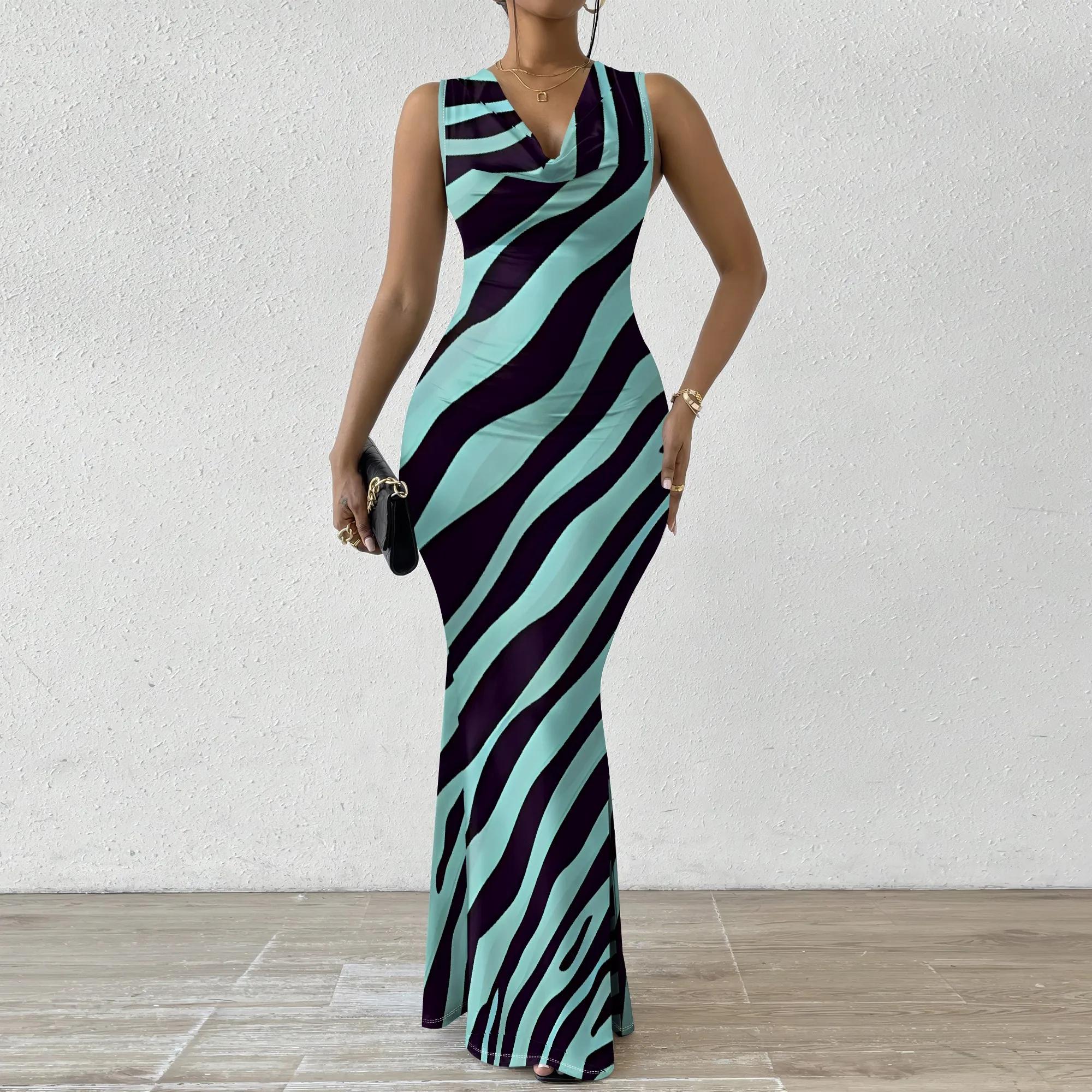 Sleeveless Maxi Dress for Women Zebra Stripe Print Slim Fit Summer Night Party Dress
Sleeveless Maxi Dress for Women Zebra Stripe Print Slim Fit Summer Night Party Dress