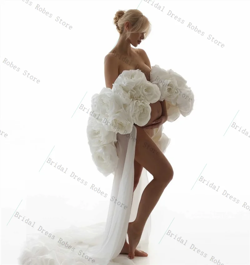 White Women Pregnant Wedding Prom Dress Sexy Off Shoulder 3D Flower Maternity Bridal Evening Gown Tiered Customized Robe
White Women Pregnant Wedding Prom Dress Sexy Off Shoulder 3D Flower Maternity Bridal Evening Gown Tiered Customized Robe