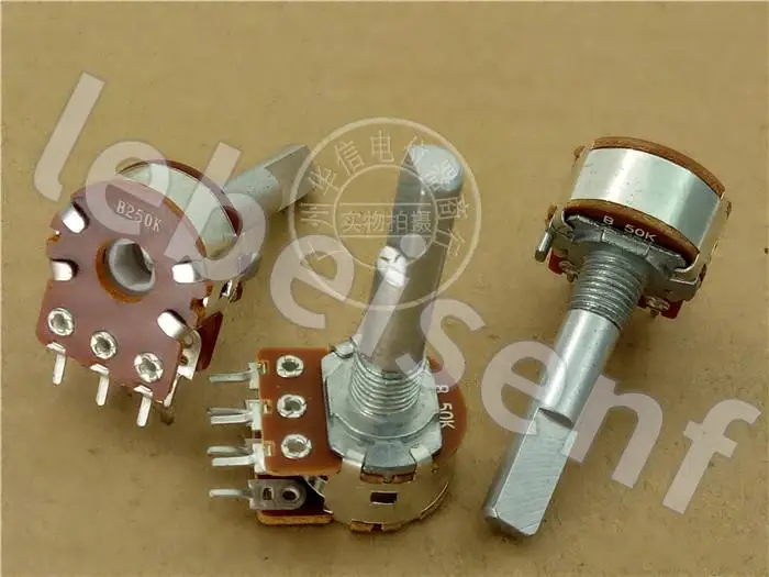2pcs 148 type double potentiometer B50K B100K B250K / Handle length 30MMF / CC with midpoint
2pcs 148 type double potentiometer B50K B100K B250K / Handle length 30MMF / CC with midpoint