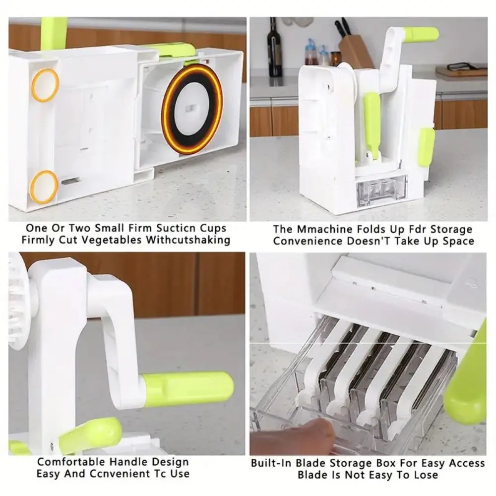 4 Blades Vegetable Spiralizer Multifunctional Manual Hand Crank Grater Foldable Suction Base Zucchini Noodle Maker Potato
4 Blades Vegetable Spiralizer Multifunctional Manual Hand Crank Grater Foldable Suction Base Zucchini Noodle Maker Potato