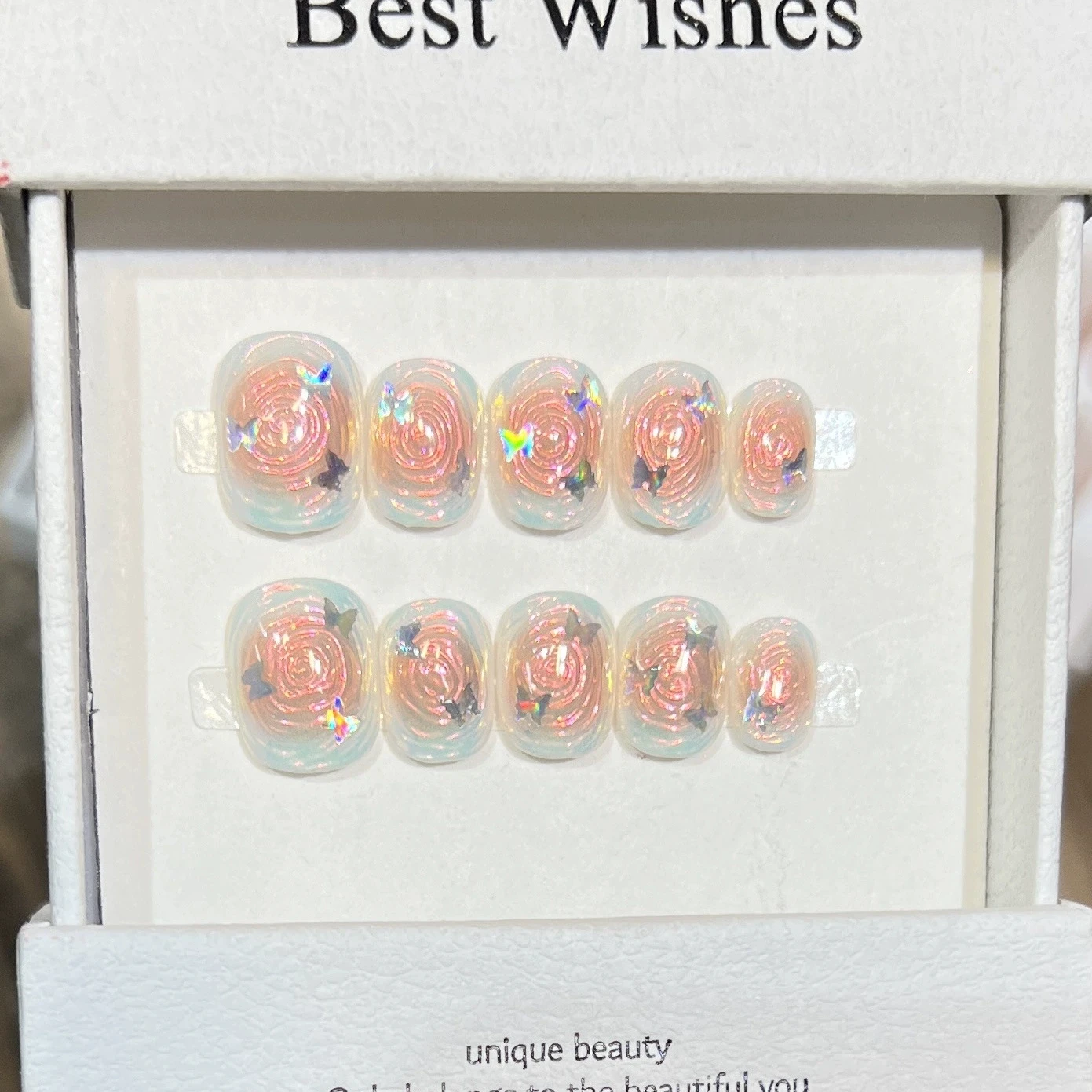 Press On Nails Handmade Magic Butterfly Fake Nails Phototherapy Colorful Short Round Blush Gradient Aurora False Nails Wearable
Press On Nails Handmade Magic Butterfly Fake Nails Phototherapy Colorful Short Round Blush Gradient Aurora False Nails Wearable