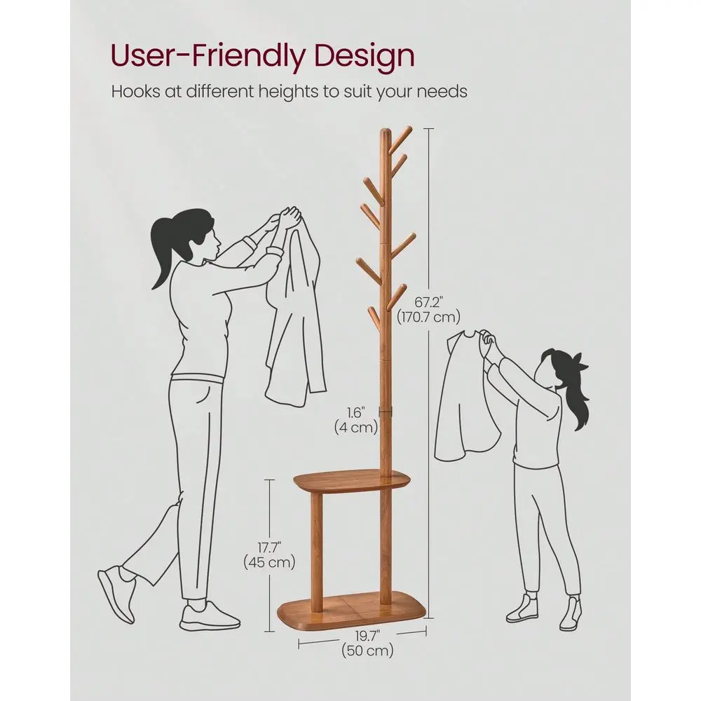 Coat Rack, Freestanding Hall Tree, Coat Rack Stand With 8 Hooks, 67.2Inch High, 2 Height Options, For Coats, Hats, Bags, Purses
Coat Rack, Freestanding Hall Tree, Coat Rack Stand With 8 Hooks, 67.2Inch High, 2 Height Options, For Coats, Hats, Bags, Purses
