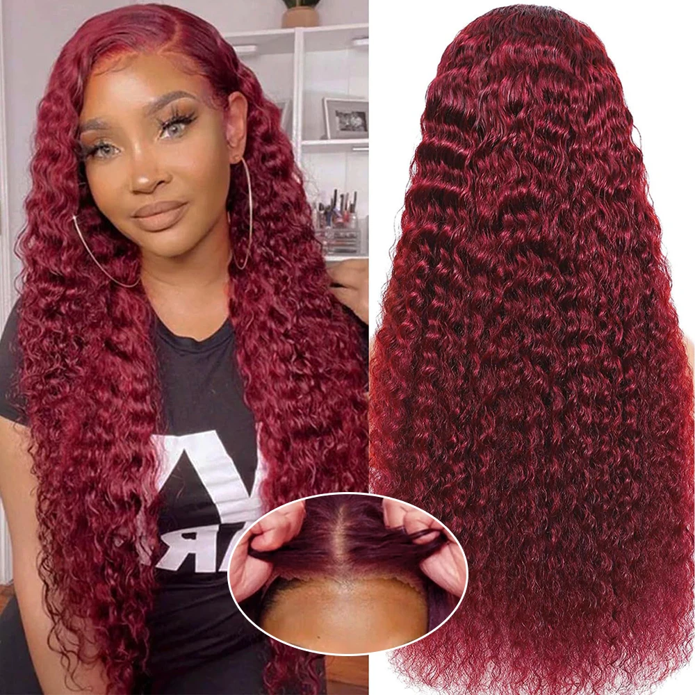 Deep Wave 99J Burgundy Glueless Human Hair 13x4 Lace Frontal Wigs Ready To Wear Curly 7x5 Lace Closure Wig Brazilian 180 Density
Deep Wave 99J Burgundy Glueless Human Hair 13x4 Lace Frontal Wigs Ready To Wear Curly 7x5 Lace Closure Wig Brazilian 180 Density