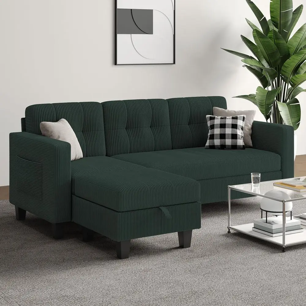76 L-Shaped Corduroy Sectional Sofa with Reversible Storage Ottoman, Ideal for 3-Seat Living Rooms and Small Spaces
76 L-Shaped Corduroy Sectional Sofa with Reversible Storage Ottoman, Ideal for 3-Seat Living Rooms and Small Spaces