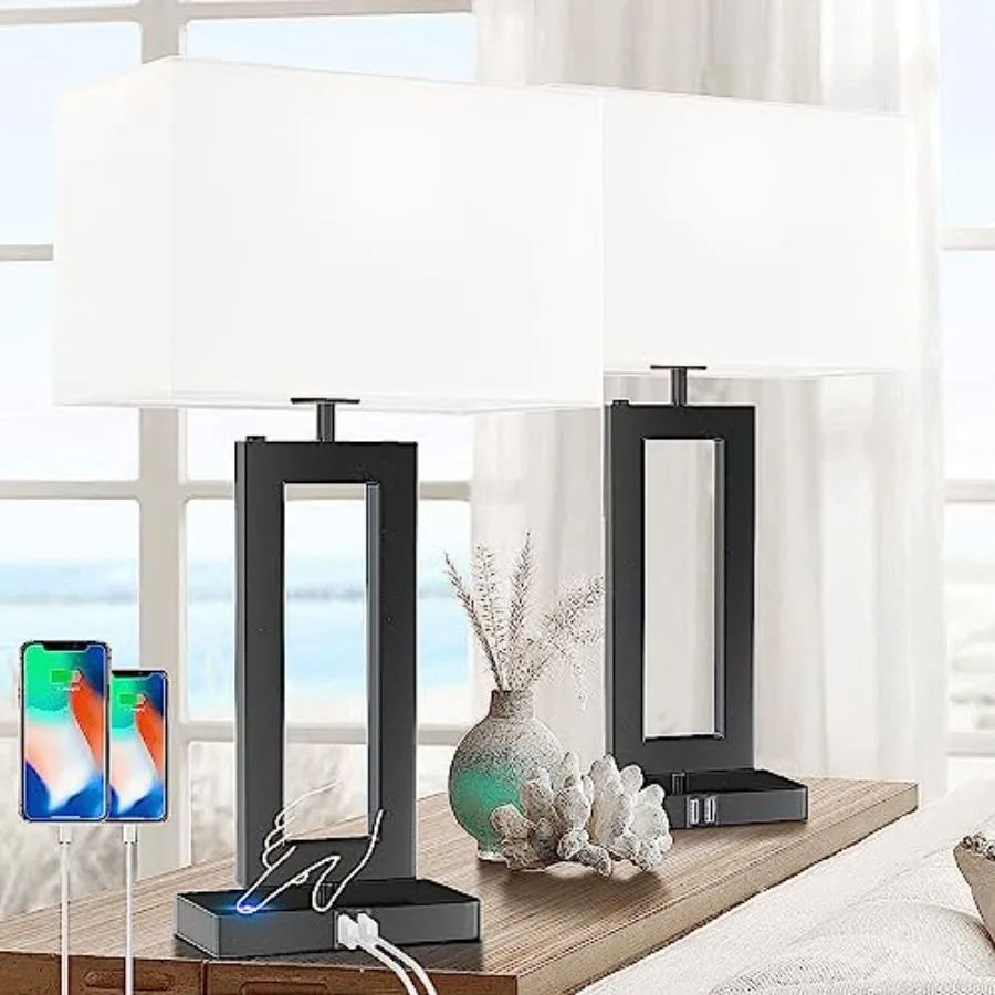 Whiteand Black Table Lamp Set of 2 Touch Control Lamps 3-Way Dimmable Bedroom Bedside Nightstand Lamps w/USB Ports Modern Table
Whiteand Black Table Lamp Set of 2 Touch Control Lamps 3-Way Dimmable Bedroom Bedside Nightstand Lamps w/USB Ports Modern Table