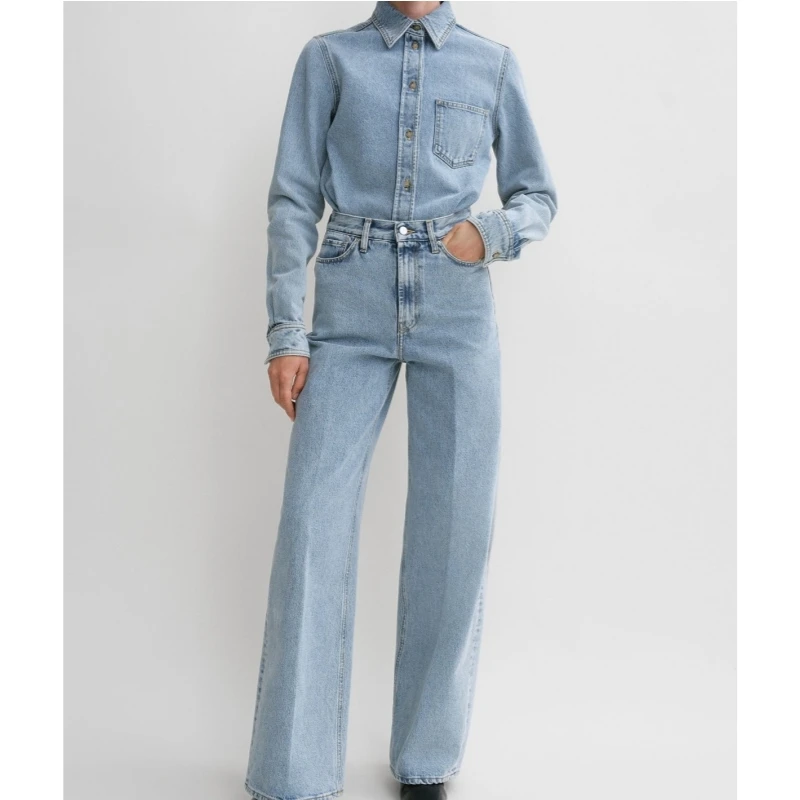 Nordic niche cotton women's 25 year new casual lapel single breasted long sleeved denim shirt and pants set
Nordic niche cotton women's 25 year new casual lapel single breasted long sleeved denim shirt and pants set