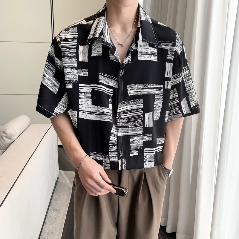 Vintage Short Sleeve Shirt for Men Summer Streetwear Korean Fashion Design Blouses Clothes Full-printed Mens Hip Hop Tops Shirts
Vintage Short Sleeve Shirt for Men Summer Streetwear Korean Fashion Design Blouses Clothes Full-printed Mens Hip Hop Tops Shirts