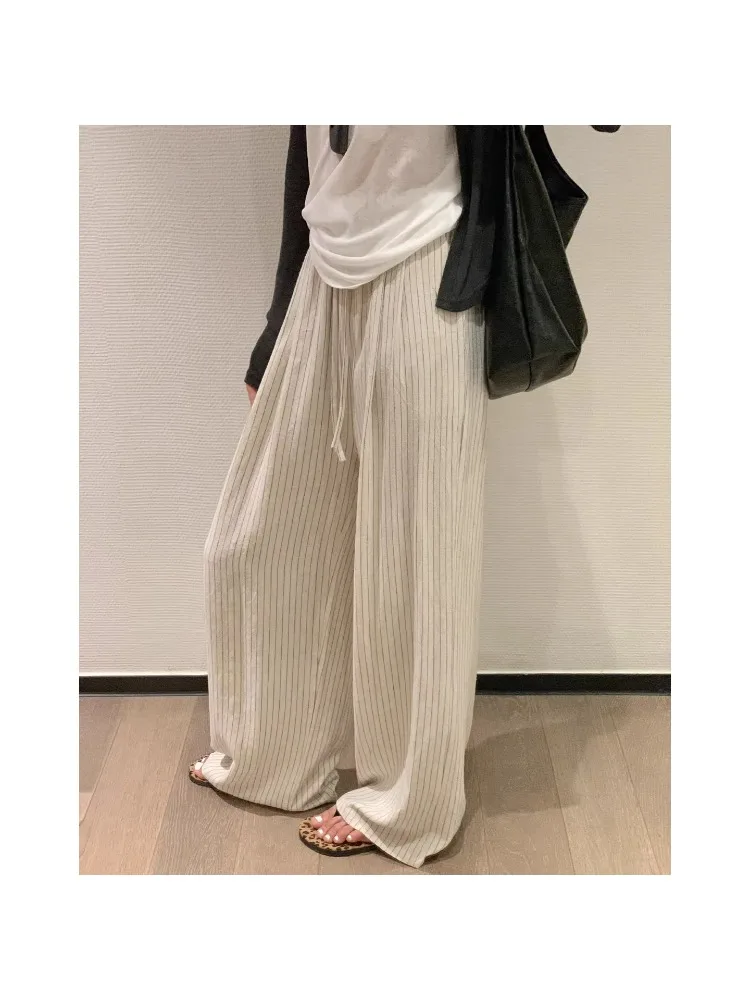 High Waist Cotton Linen Wide Leg Pants Women's Summer Casual Striped Trousers plus Size Slimming Short plus Size Women
High Waist Cotton Linen Wide Leg Pants Women's Summer Casual Striped Trousers plus Size Slimming Short plus Size Women