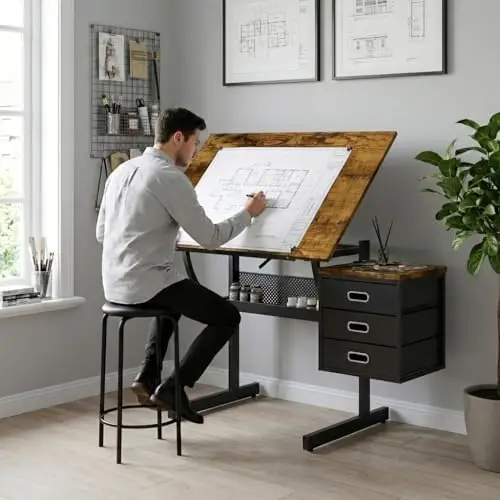 Adjustable Art Desk with Storage, 0-75° Tilting Drafting Table, 3 Drawers, Free Stool - Ideal for Diamond Painting
Adjustable Art Desk with Storage, 0-75° Tilting Drafting Table, 3 Drawers, Free Stool - Ideal for Diamond Painting
