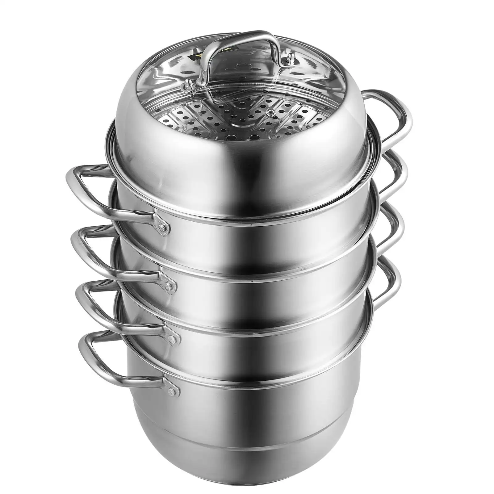 5-Tier Stainless Steel Steamer,11'' Multi-Layer Cookware Pot with Handles on Both Sides,Work with Gas, Electric, Grill Stove Top
5-Tier Stainless Steel Steamer,11'' Multi-Layer Cookware Pot with Handles on Both Sides,Work with Gas, Electric, Grill Stove Top