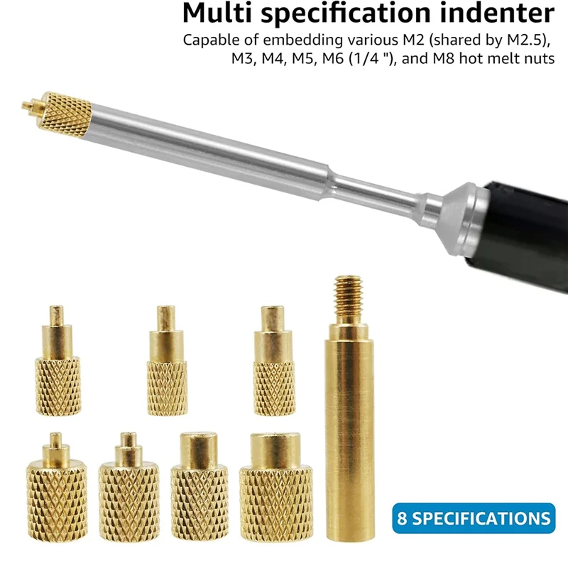 AC88-Heat Set Insert Tool M2/M3/M4/M5/M6/M7/M8 Heat Set Insert Tip Kit TS100 Brass Soldering Iron Tip Set
AC88-Heat Set Insert Tool M2/M3/M4/M5/M6/M7/M8 Heat Set Insert Tip Kit TS100 Brass Soldering Iron Tip Set