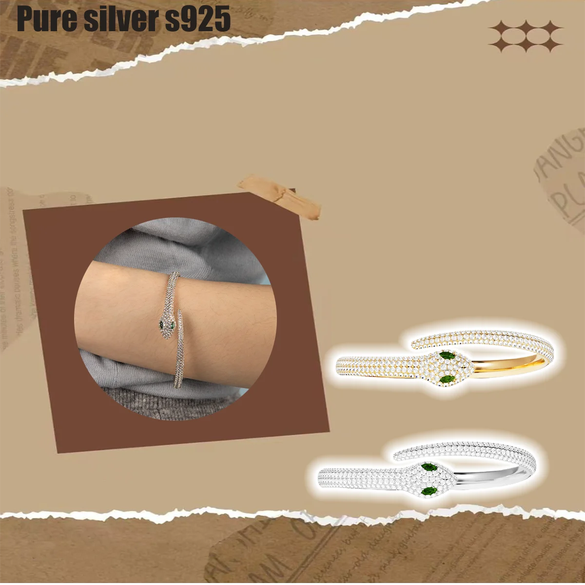 Pure silver s925 bracelet Elegant, fashionable, snake shaped, high-end design bracelet, exquisite and versatile
Pure silver s925 bracelet Elegant, fashionable, snake shaped, high-end design bracelet, exquisite and versatile