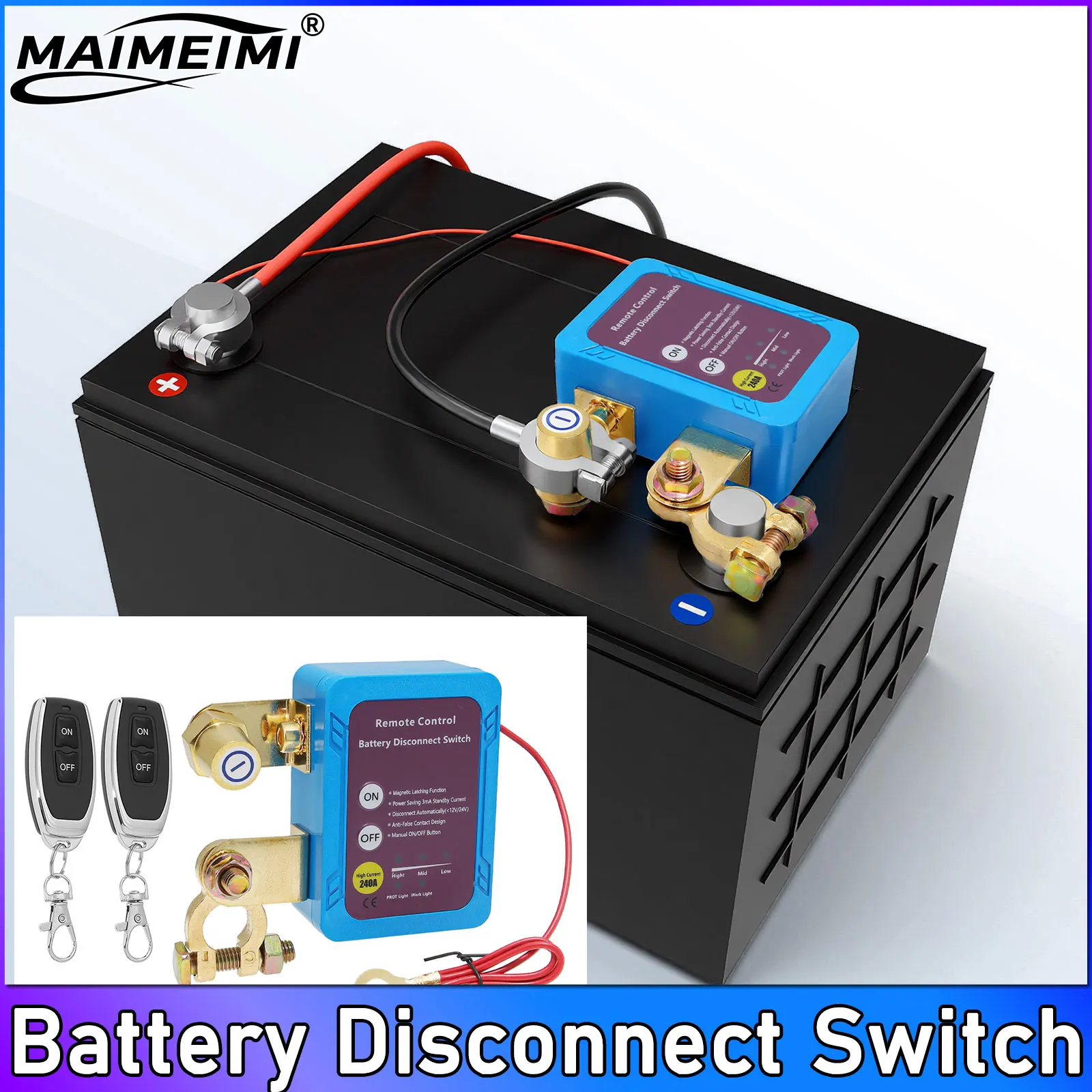  12V Battery Master Disconnect Switch with Remote Battery Master Switch Heavy Duty Car Battery Kill Switch, 240A 433MHz Anti-th
12V Battery Master Disconnect Switch with Remote Battery Master Switch Heavy Duty Car Battery Kill Switch, 240A 433MHz Anti-th