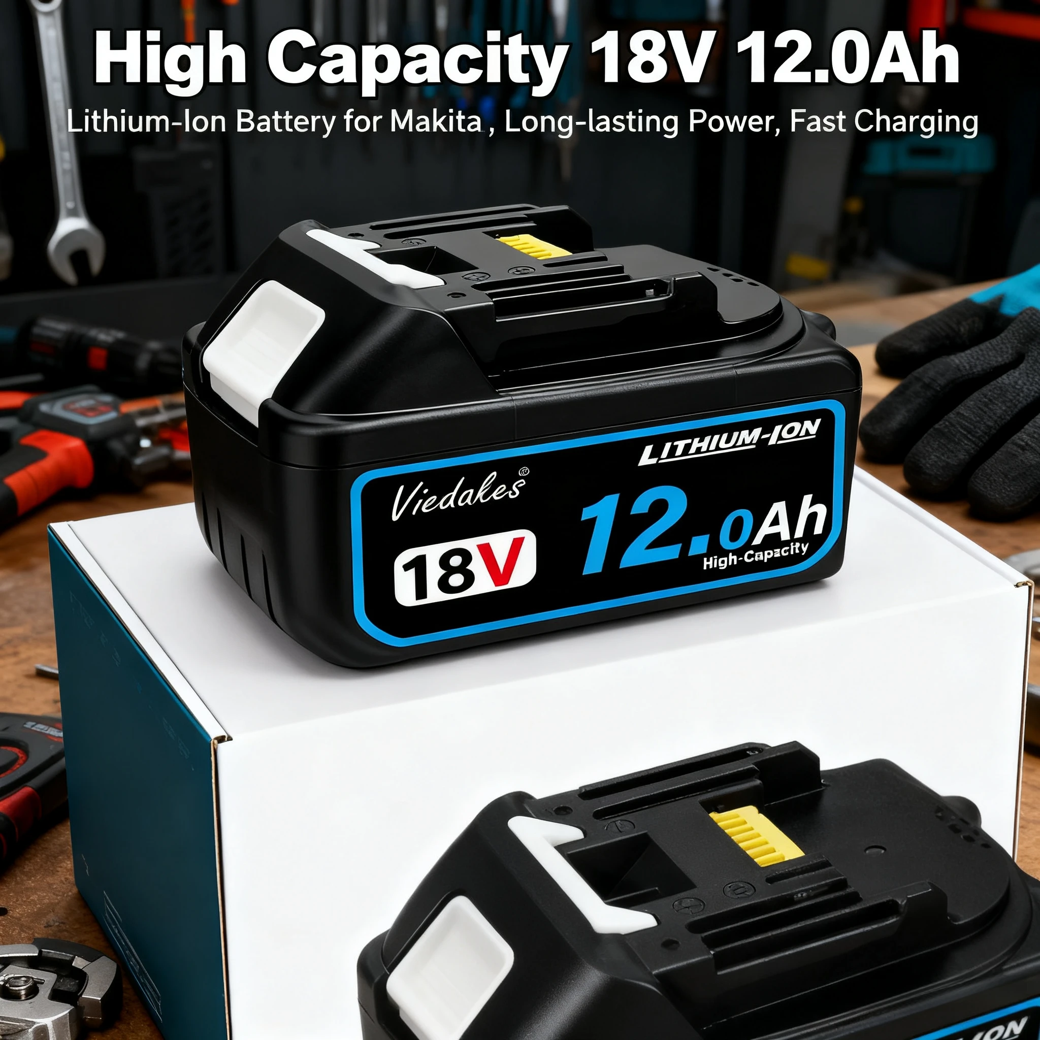 ♻️VIEDAKES new 18V 8.0Ah/10.0Ah/12.0Ah battery, 18650 Rechargeable Li-Ion Battery, Perfect Replacement for Makita 18V battery
♻️VIEDAKES new 18V 8.0Ah/10.0Ah/12.0Ah battery, 18650 Rechargeable Li-Ion Battery, Perfect Replacement for Makita 18V battery