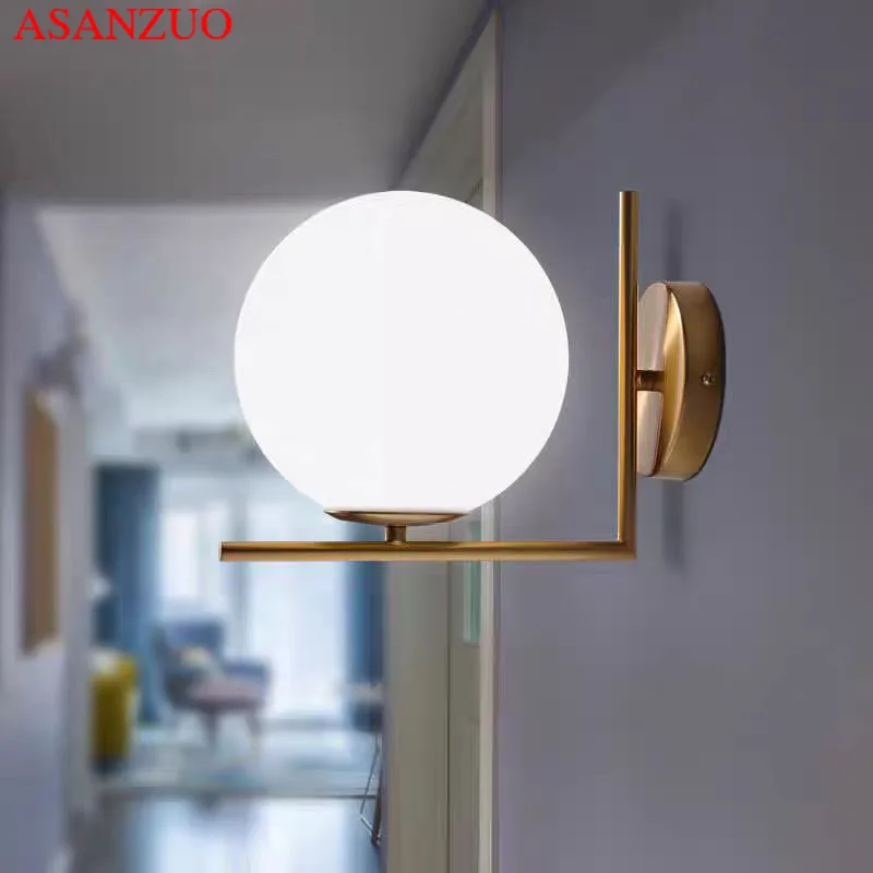 Spherical Wall Lamp Brief Bedroom Study Wall Lights Simple Bedside Lamp Nordic Glass ball Wall Lamp Gold Brass Black
Spherical Wall Lamp Brief Bedroom Study Wall Lights Simple Bedside Lamp Nordic Glass ball Wall Lamp Gold Brass Black
