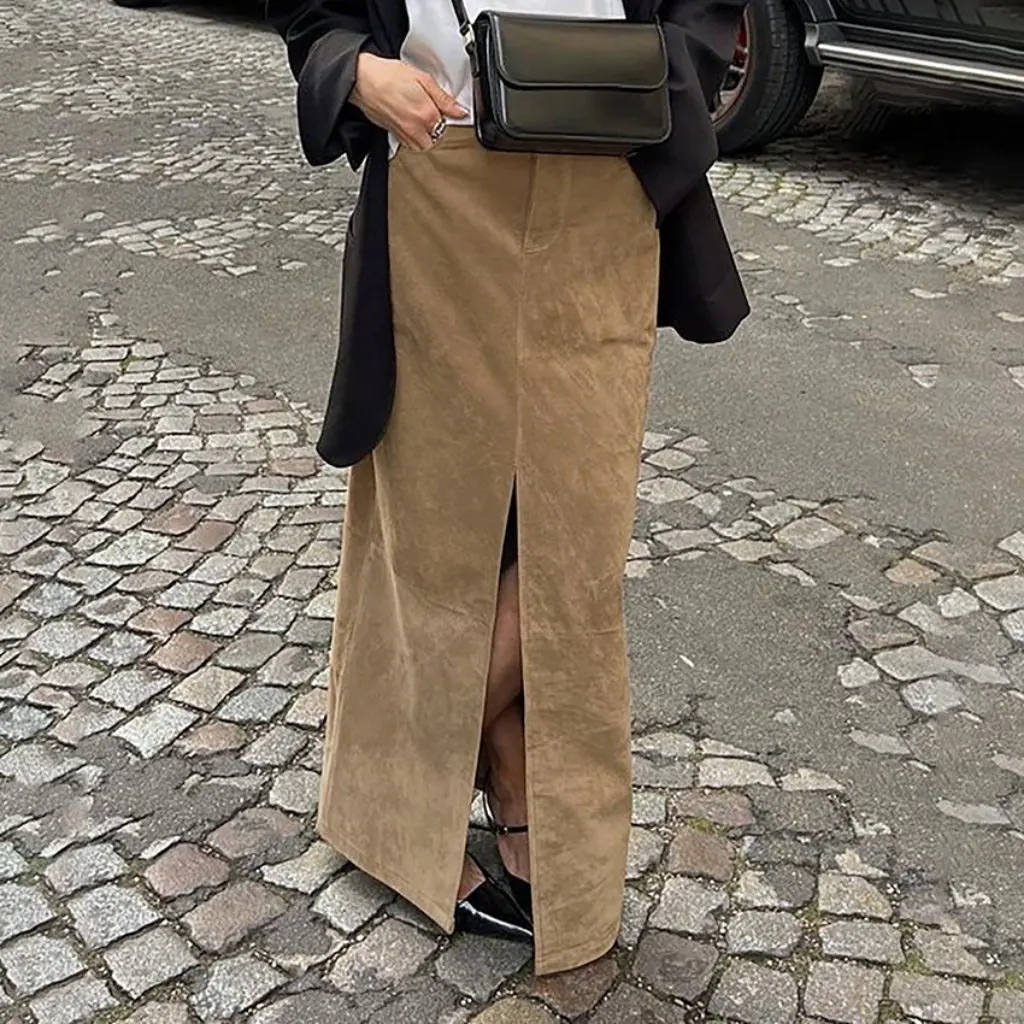 Women's Autumn Classic High-Waist Slim-Fit Straight Skirt Knitted Suede European And American Style Casual Sexy Split All-Match 
Women's Autumn Classic High-Waist Slim-Fit Straight Skirt Knitted Suede European And American Style Casual Sexy Split All-Match