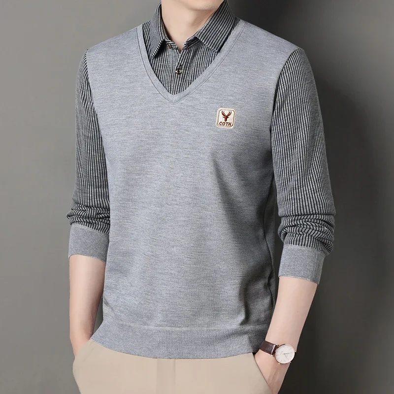 LIBIELIY Men's Winter Sweater Fashion Polo Shirt Pullover Slim Fit Elegant Luxury Brand Knitwear Fake Two Pieces Knitted Sweater
LIBIELIY Men's Winter Sweater Fashion Polo Shirt Pullover Slim Fit Elegant Luxury Brand Knitwear Fake Two Pieces Knitted Sweater