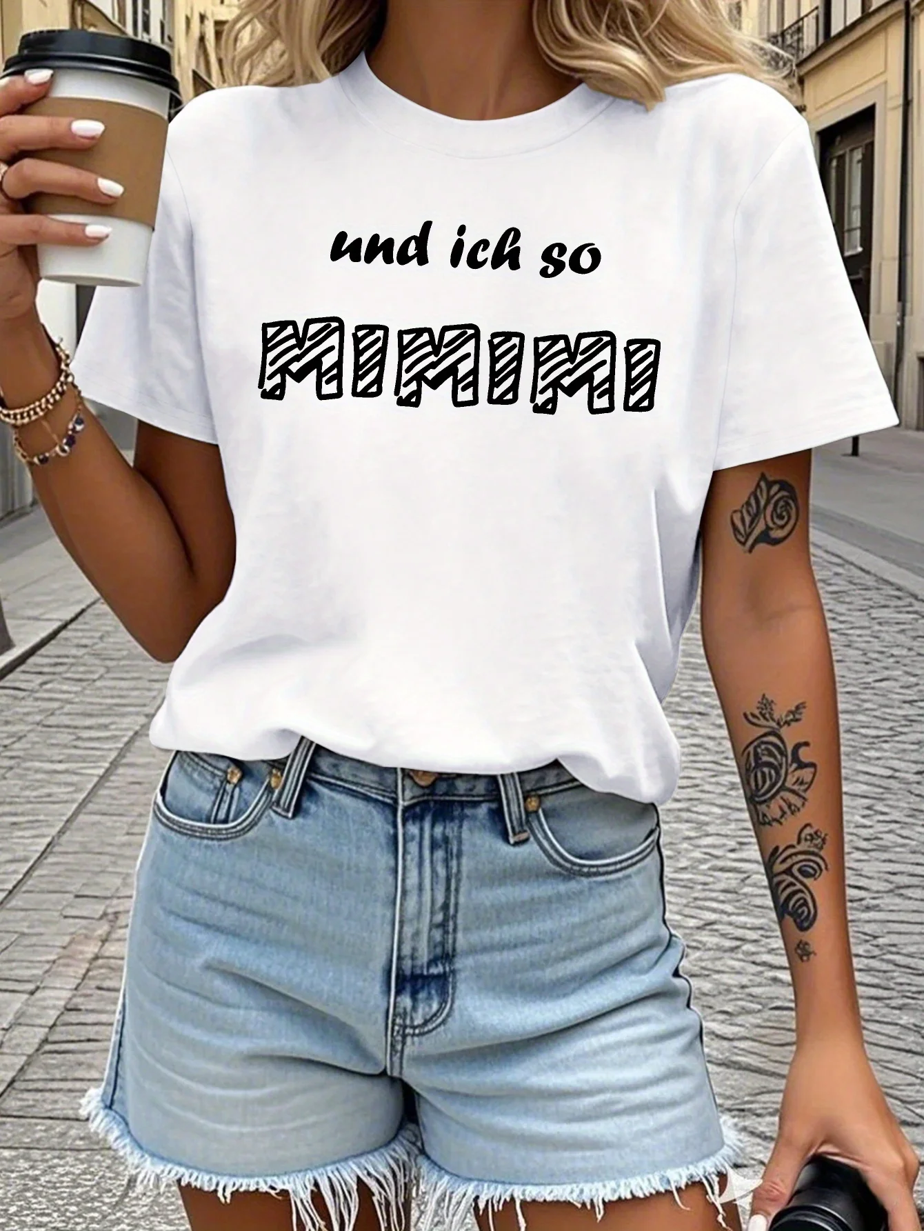 teediy Women's 100% Cotton Comfort Fit T-Shirt - Casual Short Sleeve Top with "und ich so MIMIMI" German Text & Geometric
teediy Women's 100% Cotton Comfort Fit T-Shirt - Casual Short Sleeve Top with "und ich so MIMIMI" German Text & Geometric